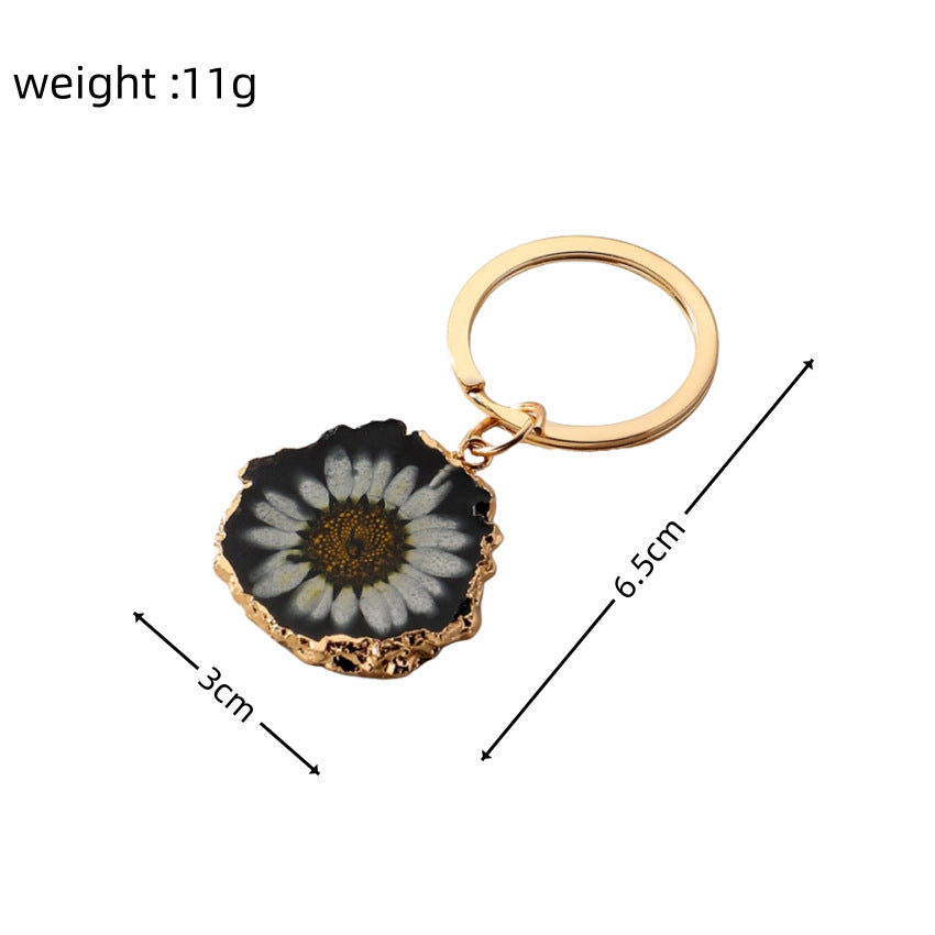 Wholesale Irregular Edge Frosted and Glued Daisy Couple Keychains
